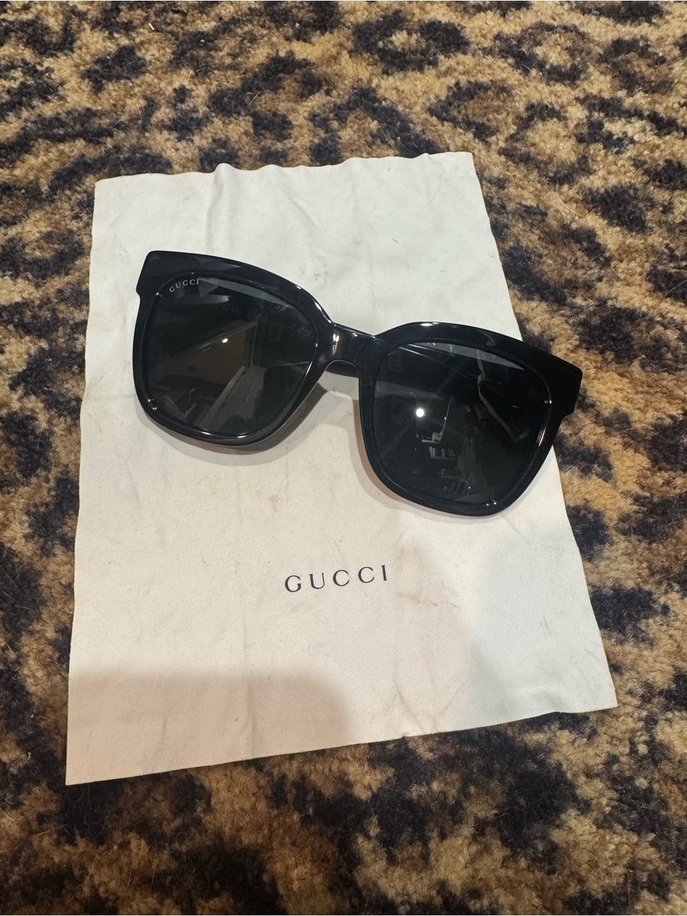 Gucci Black Oversized Square Frame Sunglasses GG034SN